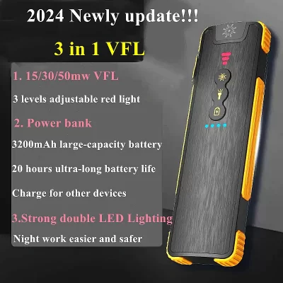 Rechargeable 3200mAh Battery Fiber Optic Visual Fault Locator 50mw 15/30/50mw VFL La ser Pen Power Bank Fiber Optic Cable Tester