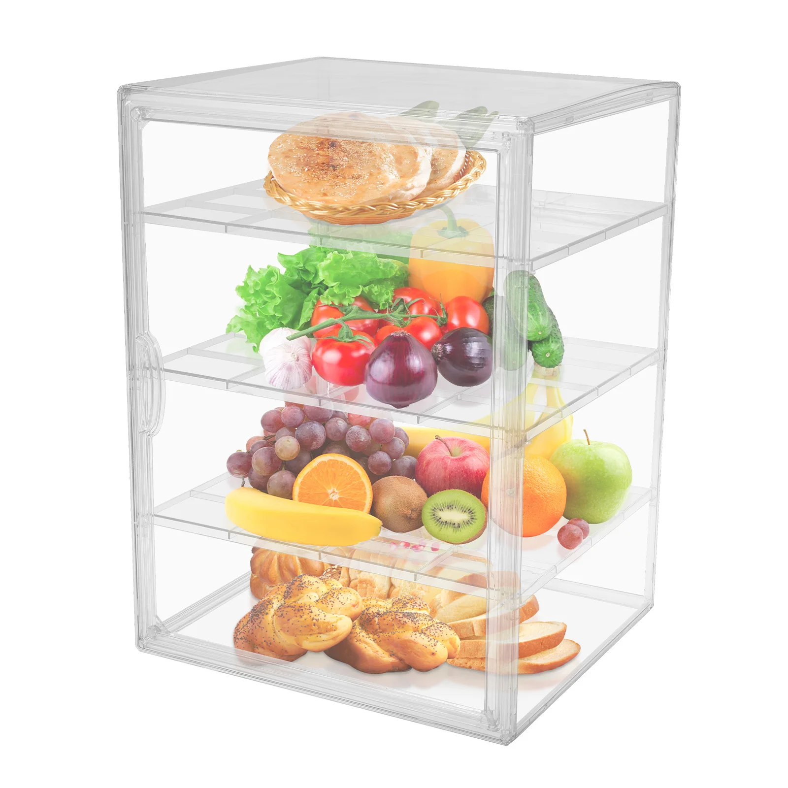 Armário de padaria de 4 camadas, desktop, produtos cozidos, aquecedor, cozinha, alimentos, acrílico, pão, vitrine com porta magnética