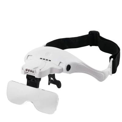 Rechargeable Eyegalsses Bracket Headband Interchangeable Illuminated Magnifier w Cold Warm Light Bright Magnifier with 5 Lens