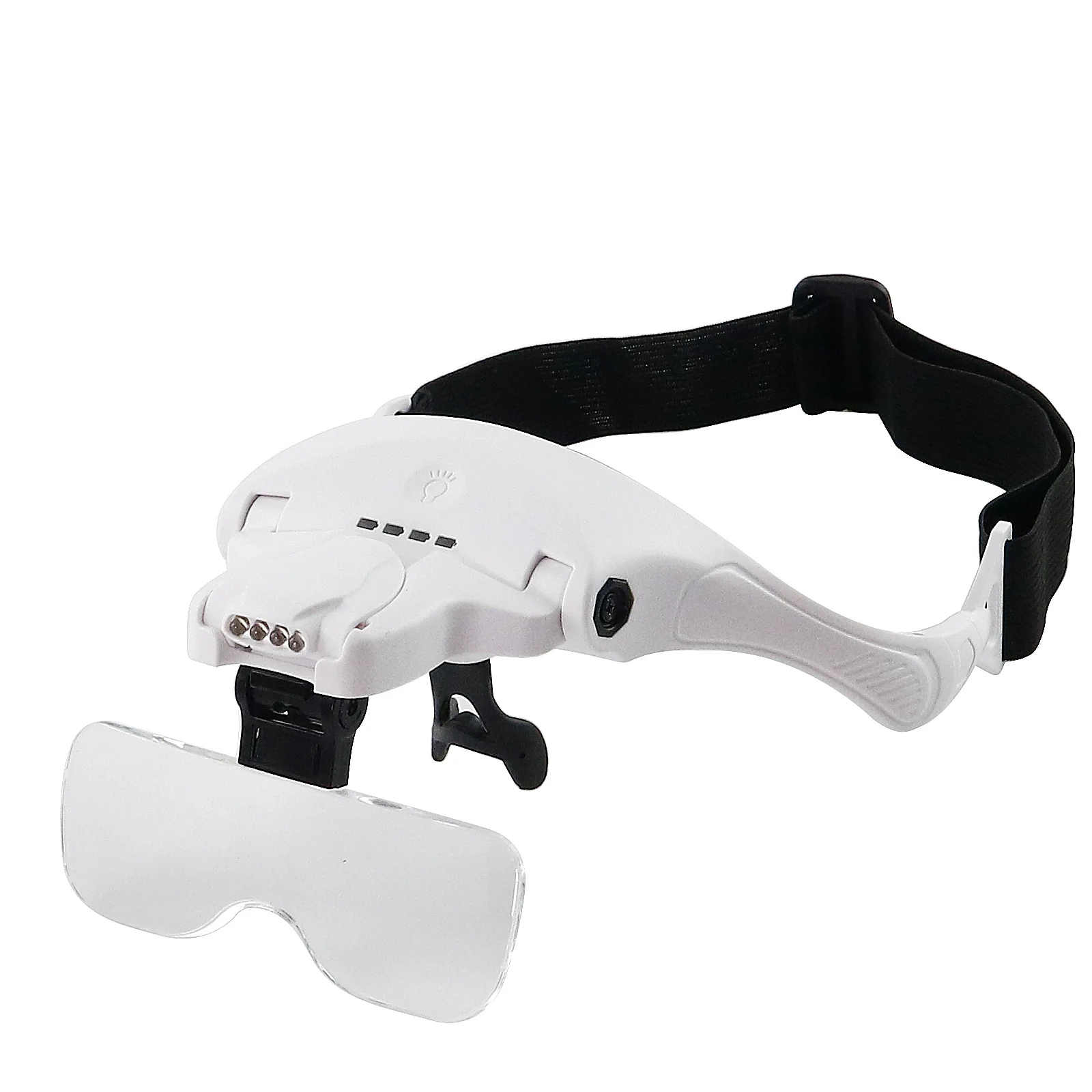 Rechargeable Eyegalsses Bracket Headband Interchangeable Illuminated Magnifier w Cold Warm Light Bright Magnifier with 5 Lens