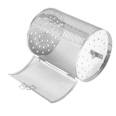 Aço inoxidável grill torrador tambor forno cesta bakeware forno assado assar nozes rotativas cesta churrasqueira ferramenta de cozinha