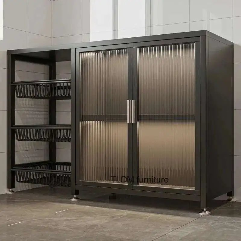 Armários de cozinha minimalistas modernos com porta armário de cozinha vegetal rack de armazenamento multifuncional armário de armazenamento multicamadas