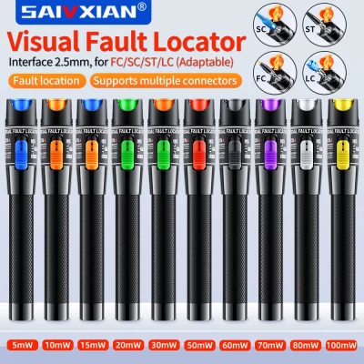SAIVXIAN FTTH Fiber Optic Cable Tester Pen 5/15/30/60/100mw Visual Fault Locator SC/FC/ST 2.5mm Interface VFL 5-50Km Range