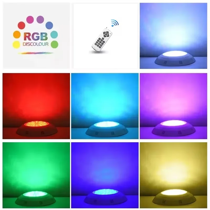 Piscina de superfície led 12v luz subaquática rgb lâmpada de natação ip68 à prova de água abs 12w 18w 25 36 45 iluminação fonte - Image 4