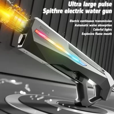 Novo pulso pistola de água elétrica luz fria pistola de brinquedo das crianças grande capacidade sucção automática verão ao ar livre brinquedo de água