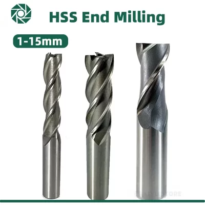LiYu End Mill HSS 2 3 4 Flute CNC Teeth Cutter ISO Imperial Low Speed Machining Tool Metal Steel Plastic Diameter 1-15mm