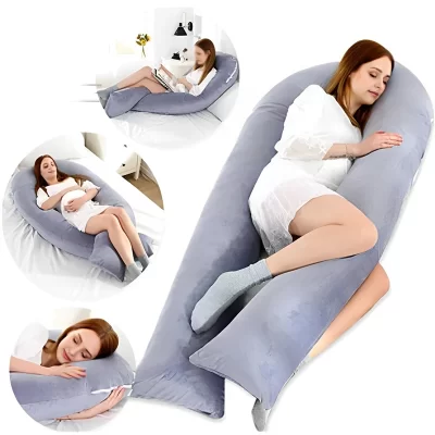 Travesseiro corporal para mulheres grávidas, simples, cristal, veludo, cor dupla, suporte lombar, abdômen, almofada em forma de u, travesseiro de cintura para maternidade