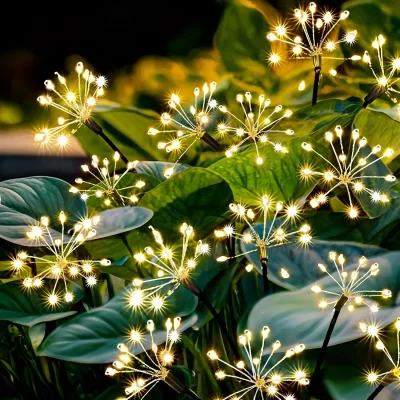 Novas luzes solares de fogos de artifício ao ar livre | IP65 à prova d'água - 2 modos de comutação | Adequado para pátio, quintal, caminho, jardim, decoração de Natal