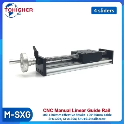 100-1000mm Stroke CNC Linear Guide Rail Manual Slide Table XYZ Axis Motion Rail SFU1204/SFU1605/SFU1610 Ballscrew for 3D Printer