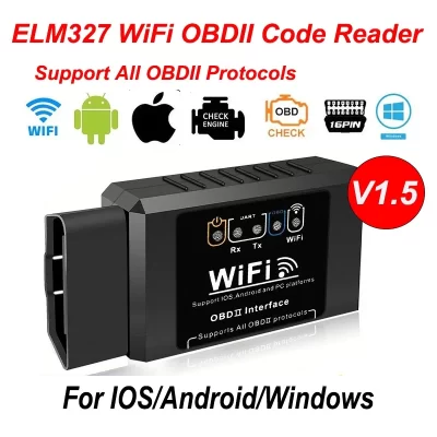 Popular elm327 wifi obd2 leitor de código scanner v1.5 ferramentas diagnóstico do carro detector falhas para android/ios/pc