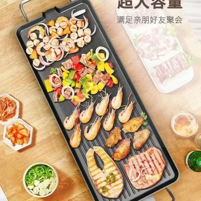 Grelha elétrica doméstica-novo, opção interna sem fumaça, placa de grelha elétrica teppanyaki estilo coreano