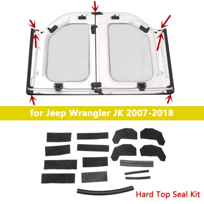 Kit de vedação superior rígida de 17 pacotes para jeep wrangler jk jku rubicon sport sahara 2007-2018 acessórios de molduras internas preto