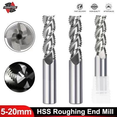 HSS Roughing End Mill 1pc 4 Flutes 6-20mm CNC Milling Cutter Bits Router Bit for Aluminum Steel Metal Low Speed Machining Tools