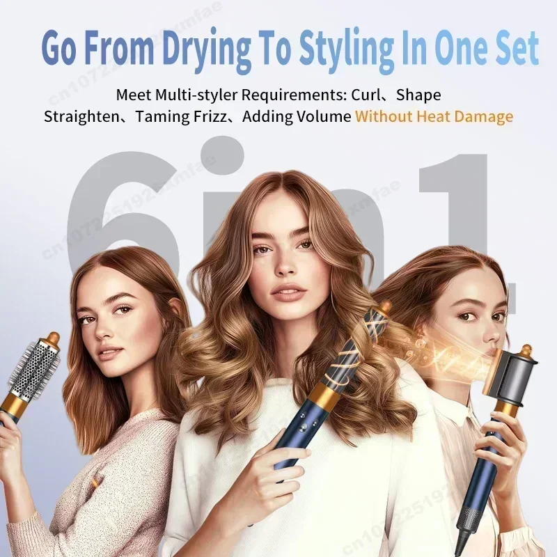 6 em 1 modelador de cabelo de íon negativo de alta velocidade secador de cabelo multi modelador de cabelo profissional escova para ondulação presente para mulher - Image 2