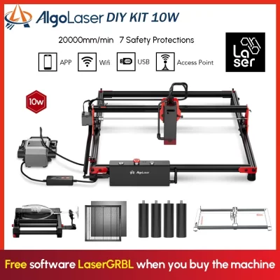 AlgoLaser 10W Laser Powerful Máquina de corte e gravação a laser Ferramentas DIY Cortador de madeira Suporte LightBurn Gravador de controle offline