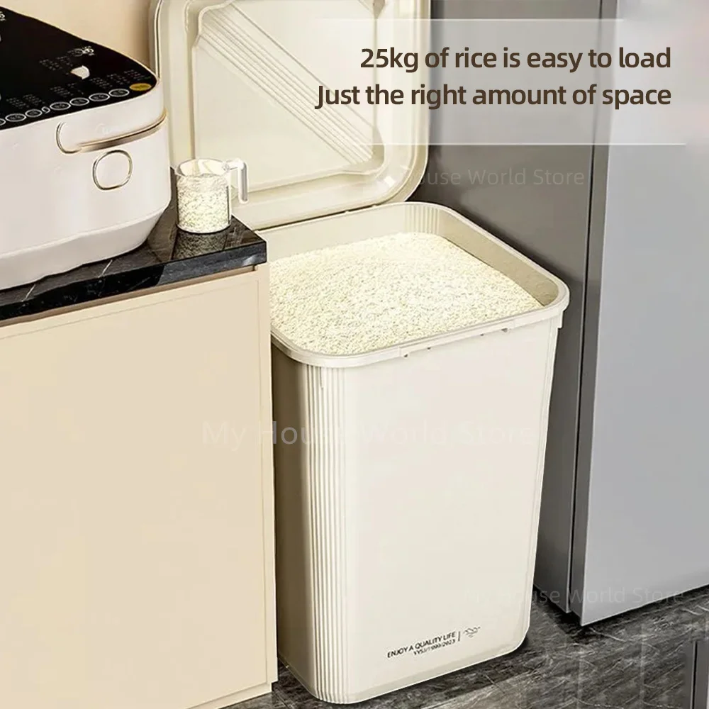 10KG Rice Container Rice Storage Box Sealed Cereal Dispenser with Buckle Insect Proof Grain Pet Food Container Kitchen Organizer - Image 5