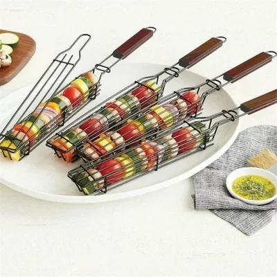 1 pçs portátil antiaderente churrasco grelhar cesta para acampamento ao ar livre e piqueniques grill ferramentas