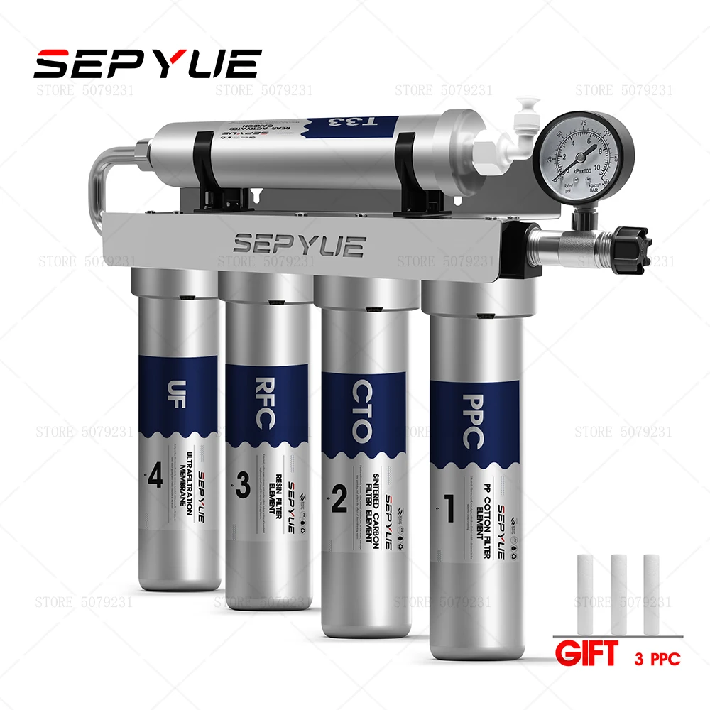 304 filtro de água de aço inoxidável água potável cozinha doméstica 5 estágios sistema de filtro de água uf torneira purificador de água para casa
