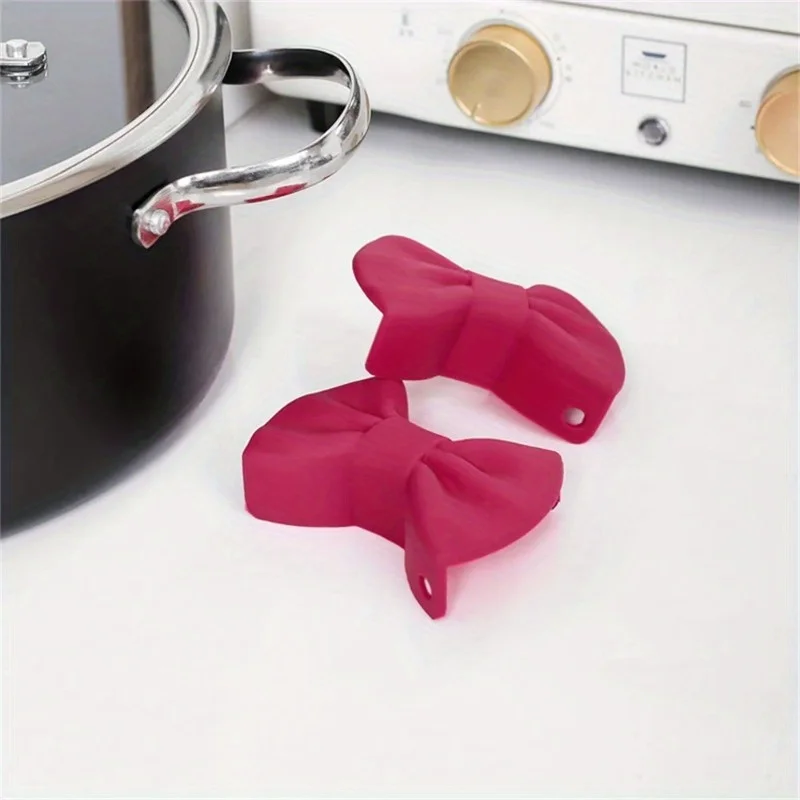 Clipe de panela de cozinha anti escaldadura alça antiderrapante capa criativa cozinhar forno luva pote clipe gadgets de cozinha arco forma design bowknot - Image 6