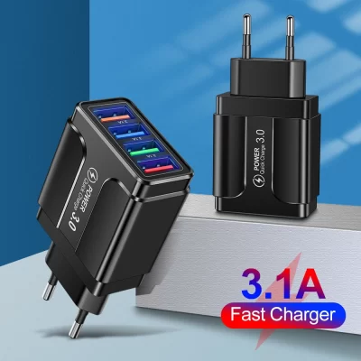 Carregador rápido USB para iPhone 12 Pro Max, adaptador de telefone móvel, carregador de parede portátil, carga rápida, 3.1A, UE, EUA Plug