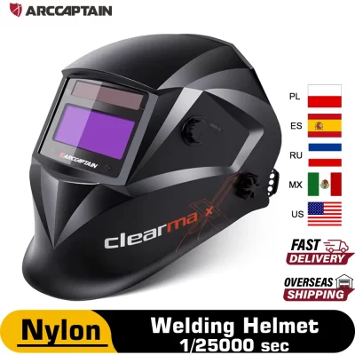Capacete de soldagem arcaptain escurecimento automático 1/1/1/1 movido a energia solar 4 sensor de arco 1/25000s capa de soldagem máscara facial para mig mag arco tig