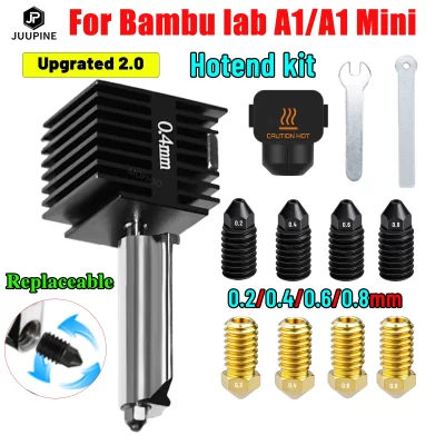 Atualizar 2.0 hotend para bambu lab a1 bocal para bambu lab a1 mini bocal kit bocal de aço endurecido para buambulab a1 hotend a1 mini