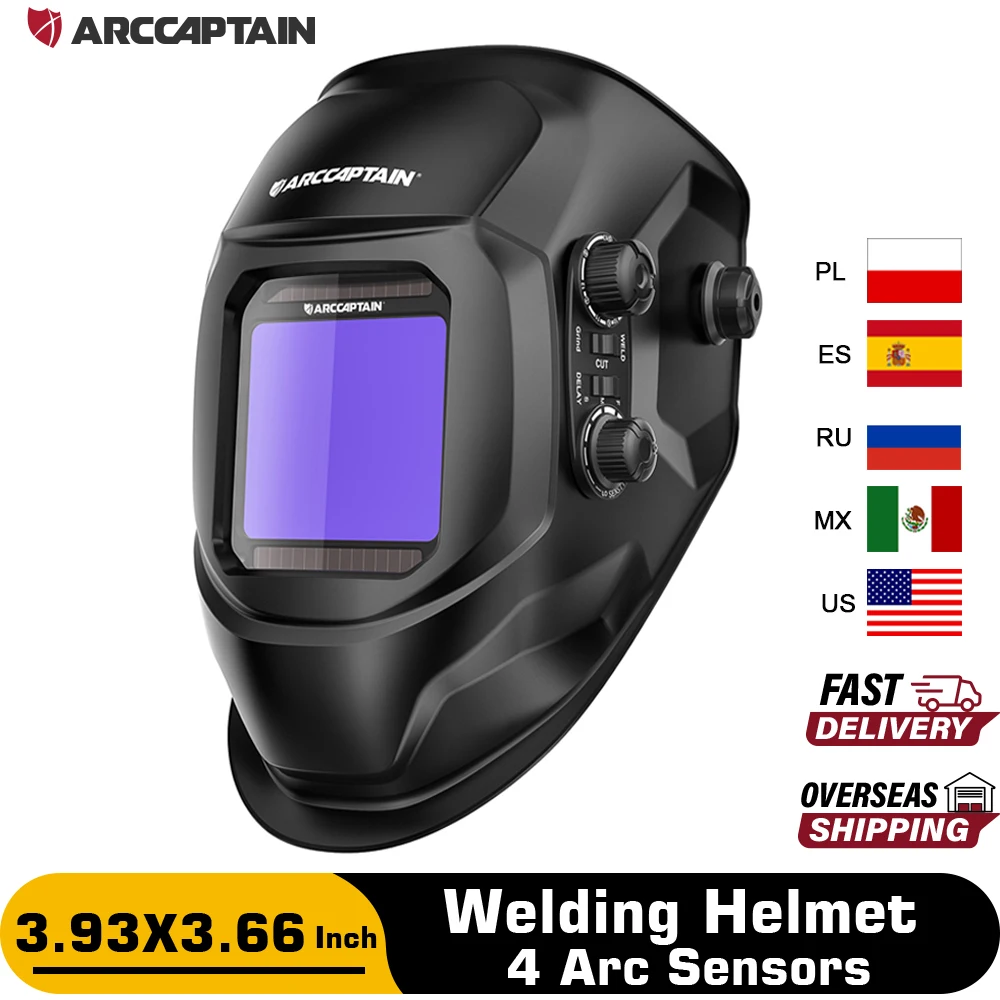 Máscara de soldagem arcaptain mig mag tig capacete de soldagem tampa facial movido a célula solar escurecimento automático capacete de soldagem máscara de soldagem