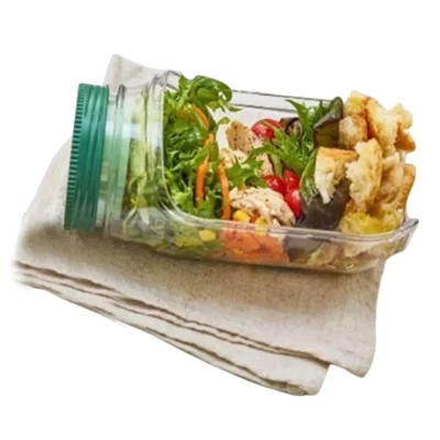Side Open Salad Storage Container with Lid Salad Pod Jar Jar Salad Container for Home Outdoor Travel and Party