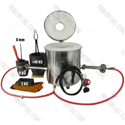 Kit de forno de fusão de metal a gás grande de 16 kg 2642 ° F/1450 ° C Propano Forge Dual 2 Cadinhos Fundição Ferramentas de fundição de forno doméstico