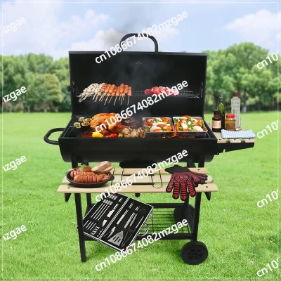 Chimenea de jardim comercial churrasqueira a carvão doméstico, churrasco ao ar livre sem fumar espetos de piquenique festa churrasco