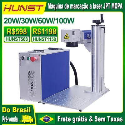 Máquina de marcação a laser de fibra Huntt JPT MOPA M7 20W/30W/60W/100W Máquina de corte e gravação a laser de metal para joias