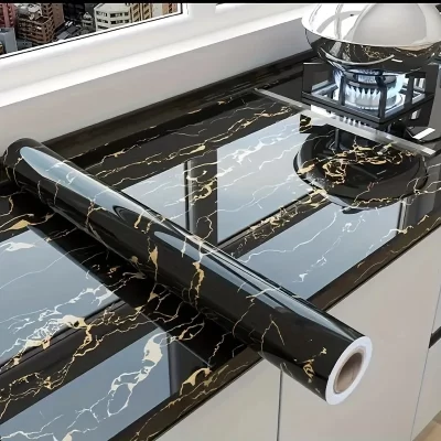 Papel de parede decorativo de mármore, à prova de umidade e à prova d'água, 40cm, autoadesivo, pvc, armário de banheiro, bancada, adesivo de parede