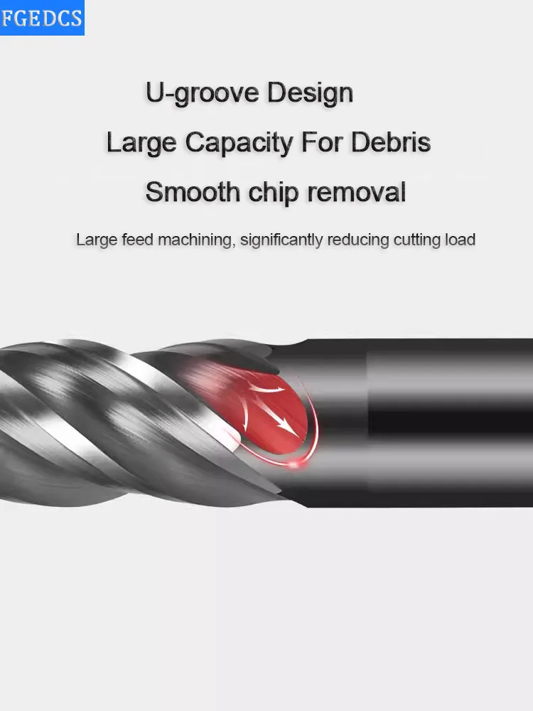 HRC 70 Corner Radius End Mill R Bullnose CNC Tungsten Carbide Steel Cutter Face Machining Metal Router Tool 4 Flutes R0.5 0.2 R1 - Image 3