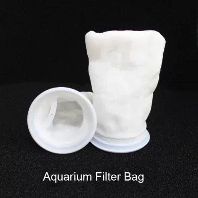 Saco de filtro de aquário com quadro lavável reutilizável malha espuma tapete meia saco com cordão para sistema de filtragem marinha de peixes