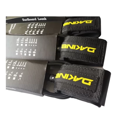 Trela de pé de prancha de surf da marca DK 6 ~ 10 pés 7mm TPU corda de pé preta trela de surf reta com embalagem simples