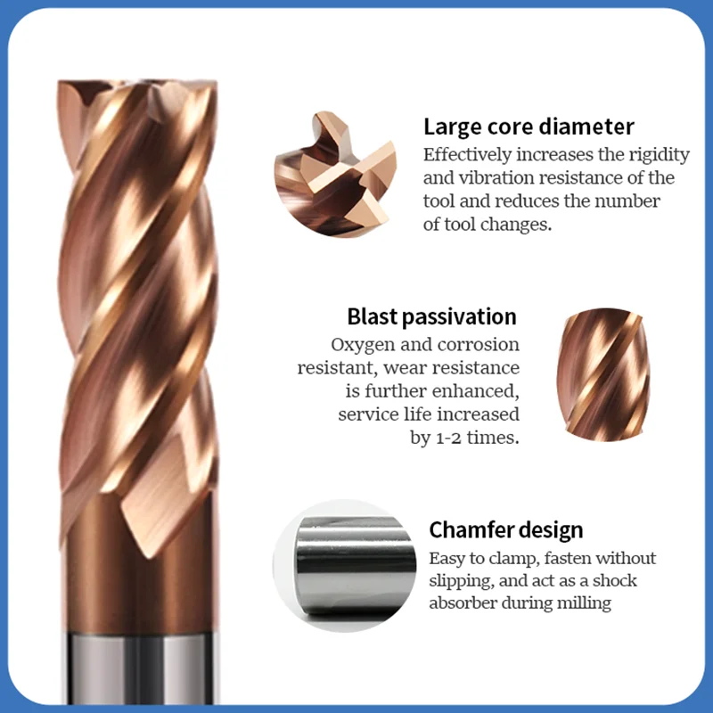 Tungsten Steel Milling Cutter HRC60 Carbide End Mill 4 Flute 4mm 6mm 8mm 10mm 12mm 14mm 16mm 18mm 20mm Metal Milling Cnc Tools - Image 2