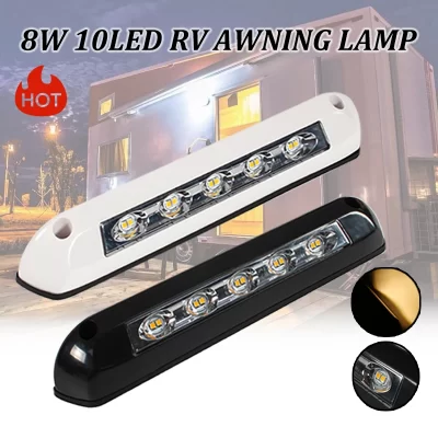 Tytxrv 12v/24v 8w 10led rv camper led toldo luz caravana lâmpadas exteriores à prova dwaterproof água com furos para motorhome van viagem reboque
