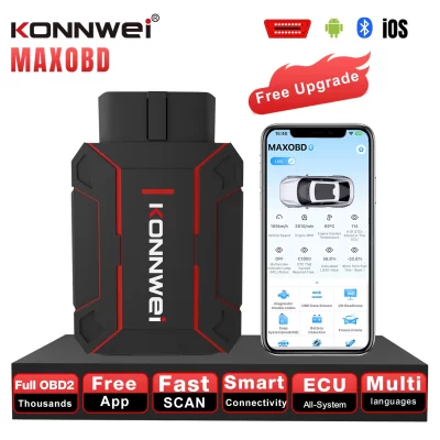 Konnwei maxobd sistema completo obd2 scanner bluetooth 5.2 ferramenta de diagnóstico do carro para motor/transmissão/abs/leitor de código airbag
