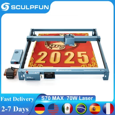 Sculpfun s70 max 70w máquina de corte gravador a laser 50l kit de assistência de ar 830*800mm área de gravação um clique foco automático para vidro