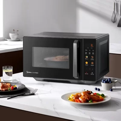 Midea Microwave Oven Combo, Microwave Grill Flat Plate, Light Wave Fast Heating, 23L Capacity