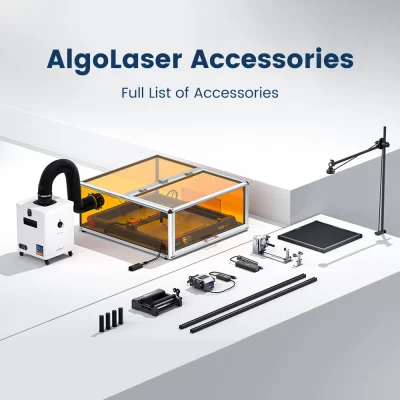 AlgoLaser Acessórios para gravador a laser, mesa de trabalho em favo de mel, eixo Y, mandril de rolo rotativo, coluna de aumento, bomba de ar, câmera Lightburn