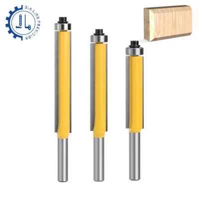 Cnc carboneto de tungstênio 8mm haste fresa para madeira roteador bits para trabalhar madeira lâmina longa flush guarnição roteador bit rolamento