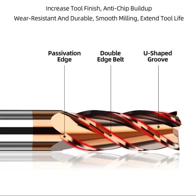 Carbide End Mills HRC55 Cutting Tool Interval 0.1mm For CNC Maching Flat Metal Cutter 2/4 Flutes Tungsten Steel Milling Cutter