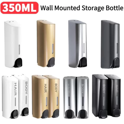 Dispensador de shampoo para banho de chuveiro, 350ml, à prova d'água, gel de banho, loção, sabonete, montagem na parede, recarregável para casa, hotel, restaurante