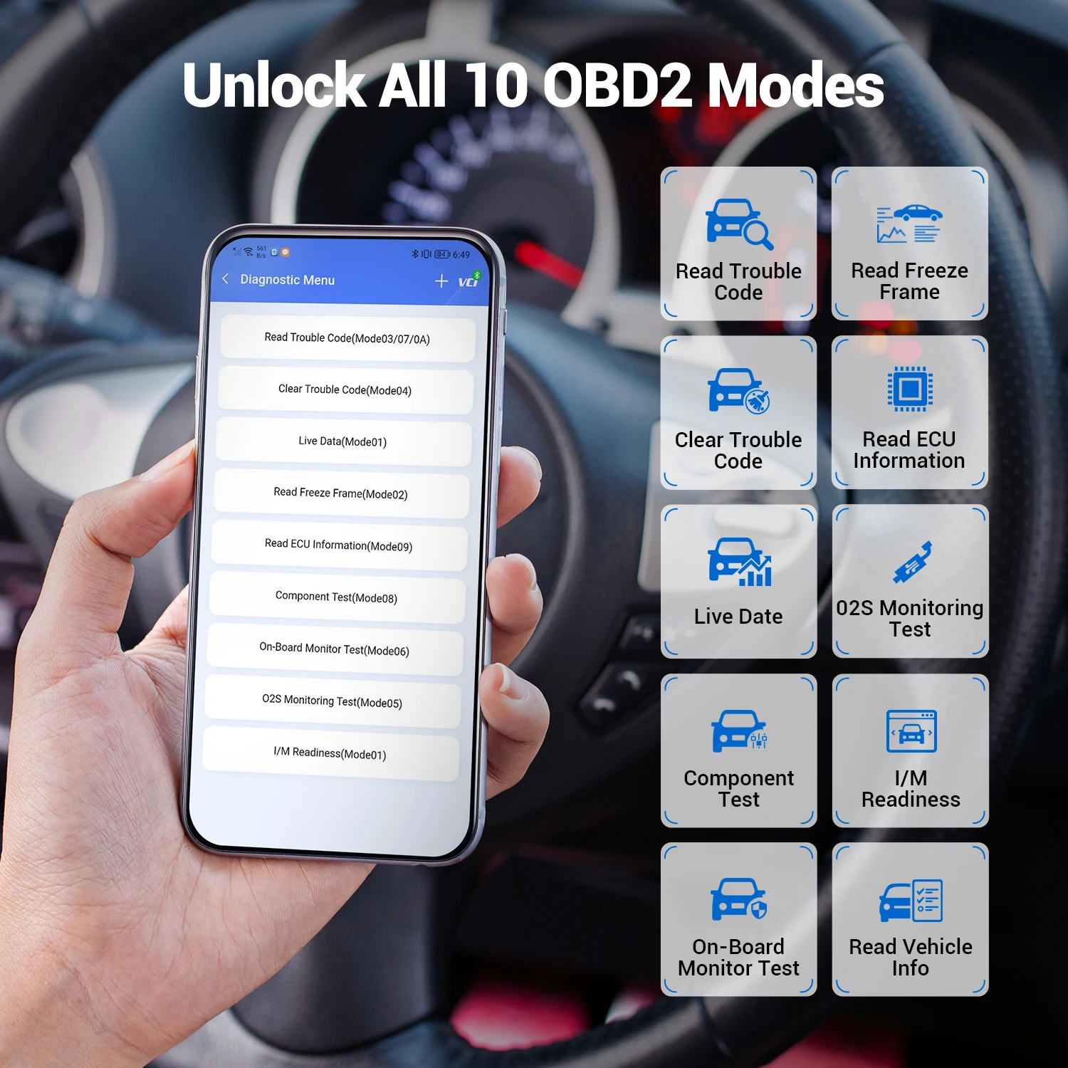 2026 VDIAGTOOL D200 Bluetooth OBD2 Scanner Atualização gratuita para todos os sistemas de diagnóstico de carro 23 Reinicialização J2534 FCA OBD2 Leitor de código - Image 5
