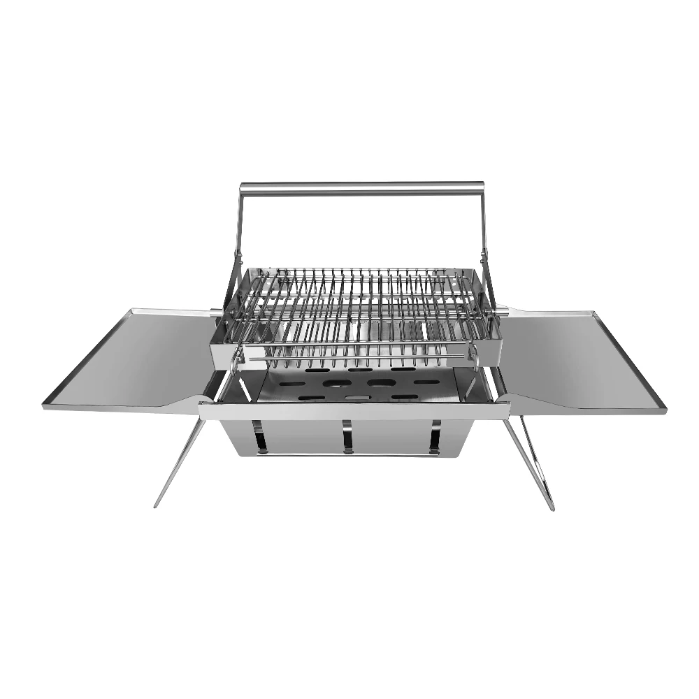 Portátil 360 ° Grelha rotativa a carvão com cesta de lançamento-grelha fumante de aço inoxidável 304 para acampamento saco de churrasco grátis nova atualização - Image 3