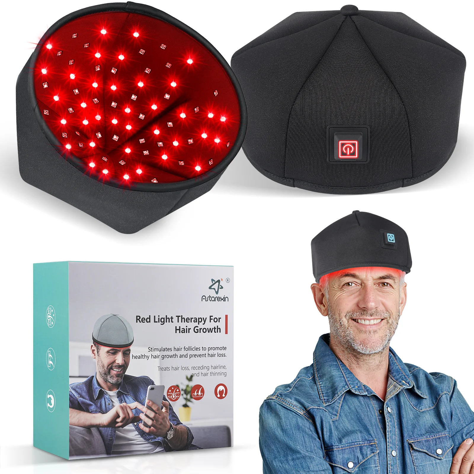 Tampa de crescimento do cabelo 660 led dispositivos de terapia de luz vermelha anti perda de cabelo ansiedade alívio do estresse cabeça dor chapéu couro cabeludo relaxar massageador capacete - Image 2