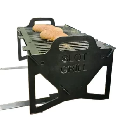 Grelha de churrasco dobrável em aço inoxidável, grelha portátil ao ar livre, churrasco compacto para acampamento e festas, grelhas pretas 40x22x10cm