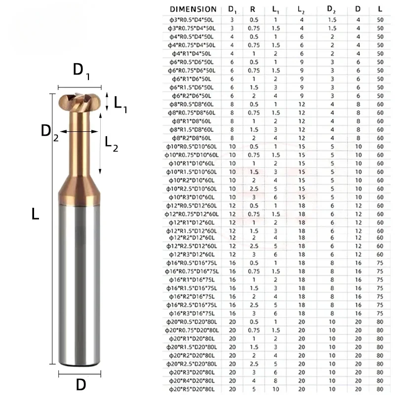 SLUGB Radius Corner T Slot End Mill CNC Carbide Cutter Concave Arc Machining Steel Aluminum Tool 6mm R0.5 R1 R1.5 - Image 5