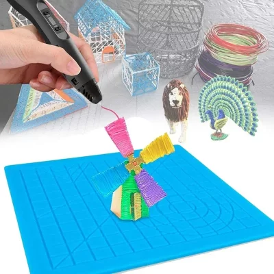 Caneta de impressão 3d tapete de silicone diy modelo de desenho criativo almofada com manga de dedo à prova de calor ferramentas de arte presente de natal para crianças